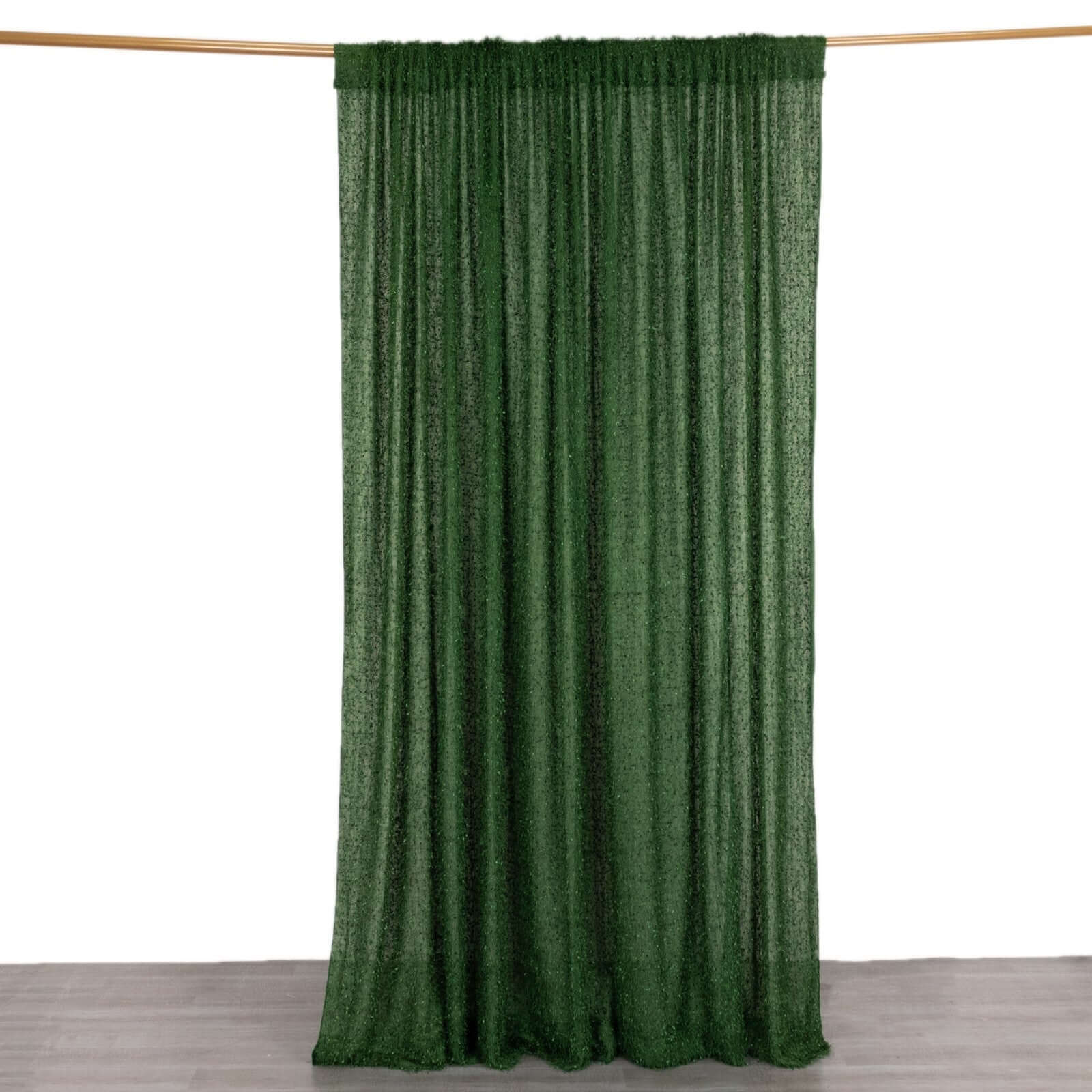 Green Fringe Shag Polyester Backdrop Drape Curtain, Minky Fabric Event Divider Panel - 8ftx8ft