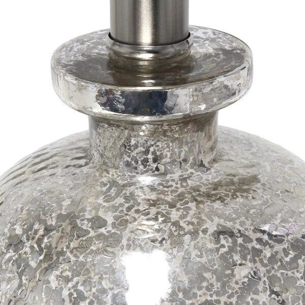 Lalia Home Hammered Glass Jar Table Lamp with White Linen Shade