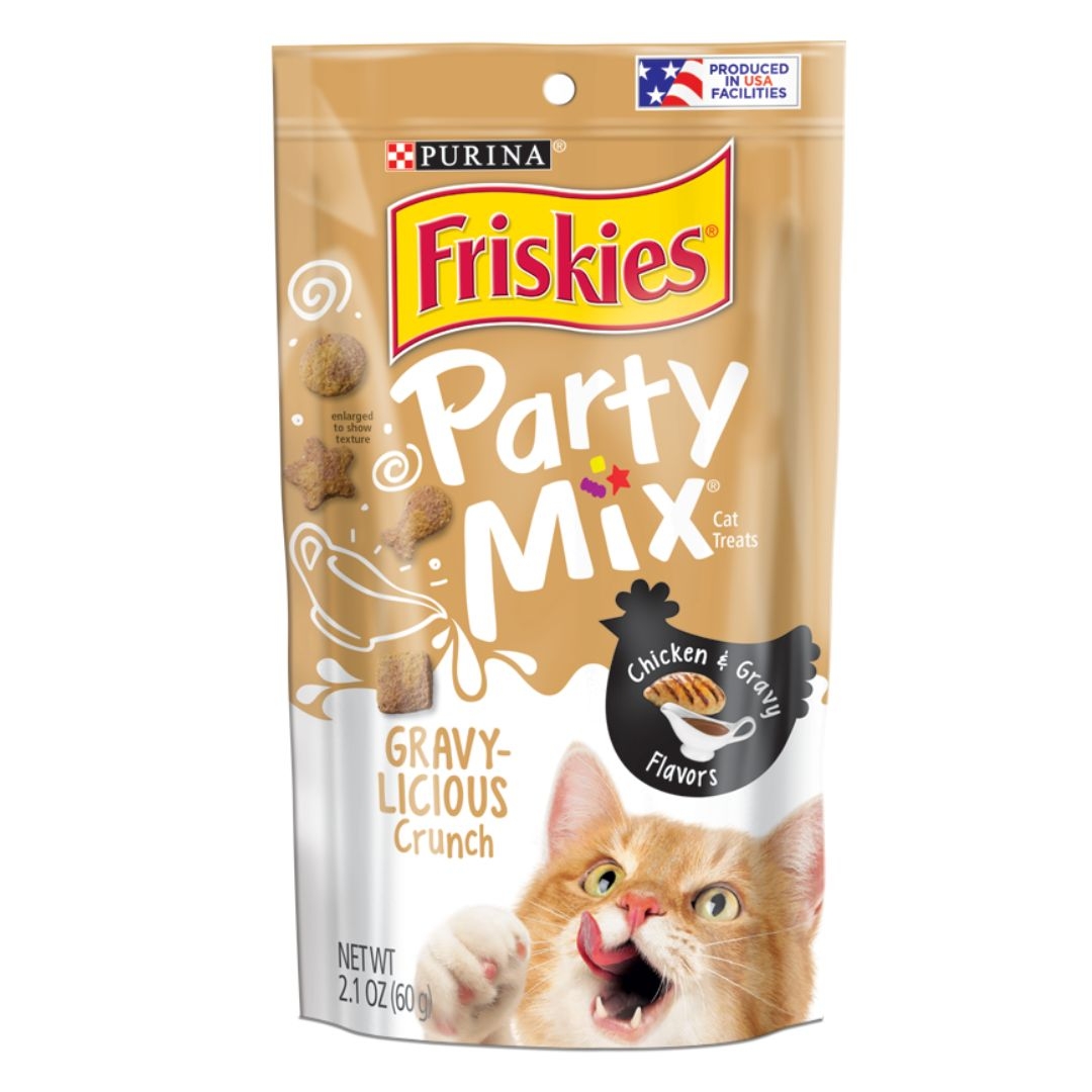 Purina Friskies Party Mix Chicken and Gravy Crunch Adult Cat Treats