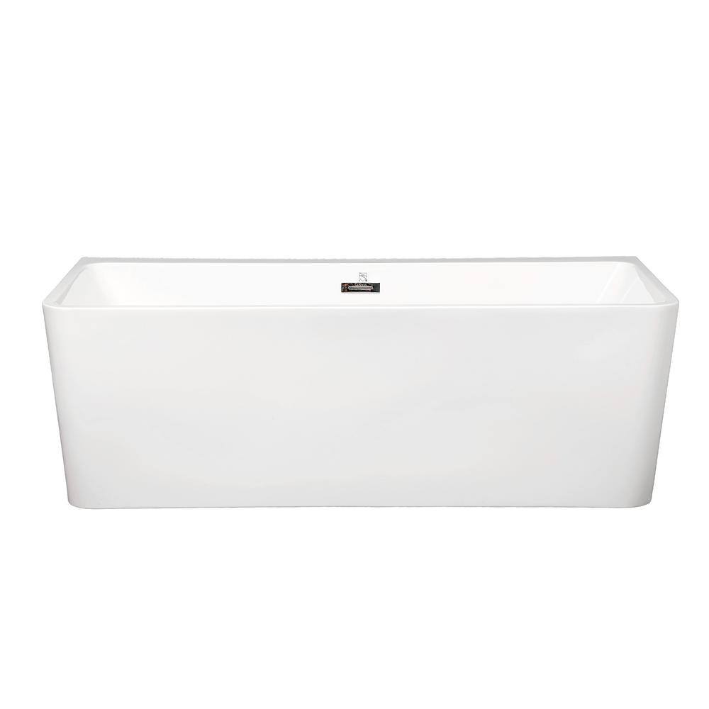 Aoibox 67 in. L Acrylic Alcove Freestanding Soaking Bathtub in White with Self-Leveling Legs and Flexible Drain SNMX1092