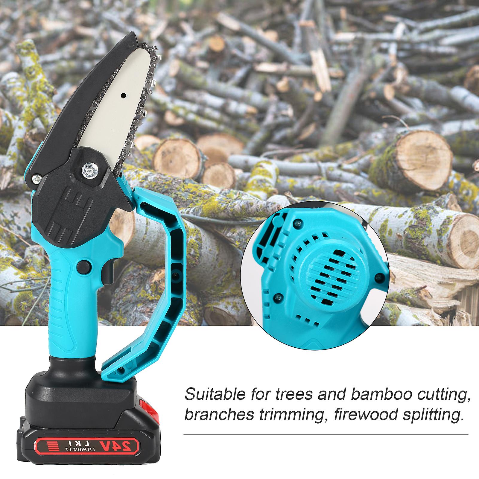 24v 4inch Portable Mini Electric Pruning Saw Rechargeable Small Wood Spliting Chainsaw One-handed Woodworking Tool For Garden Orchard Branch Clip No.2