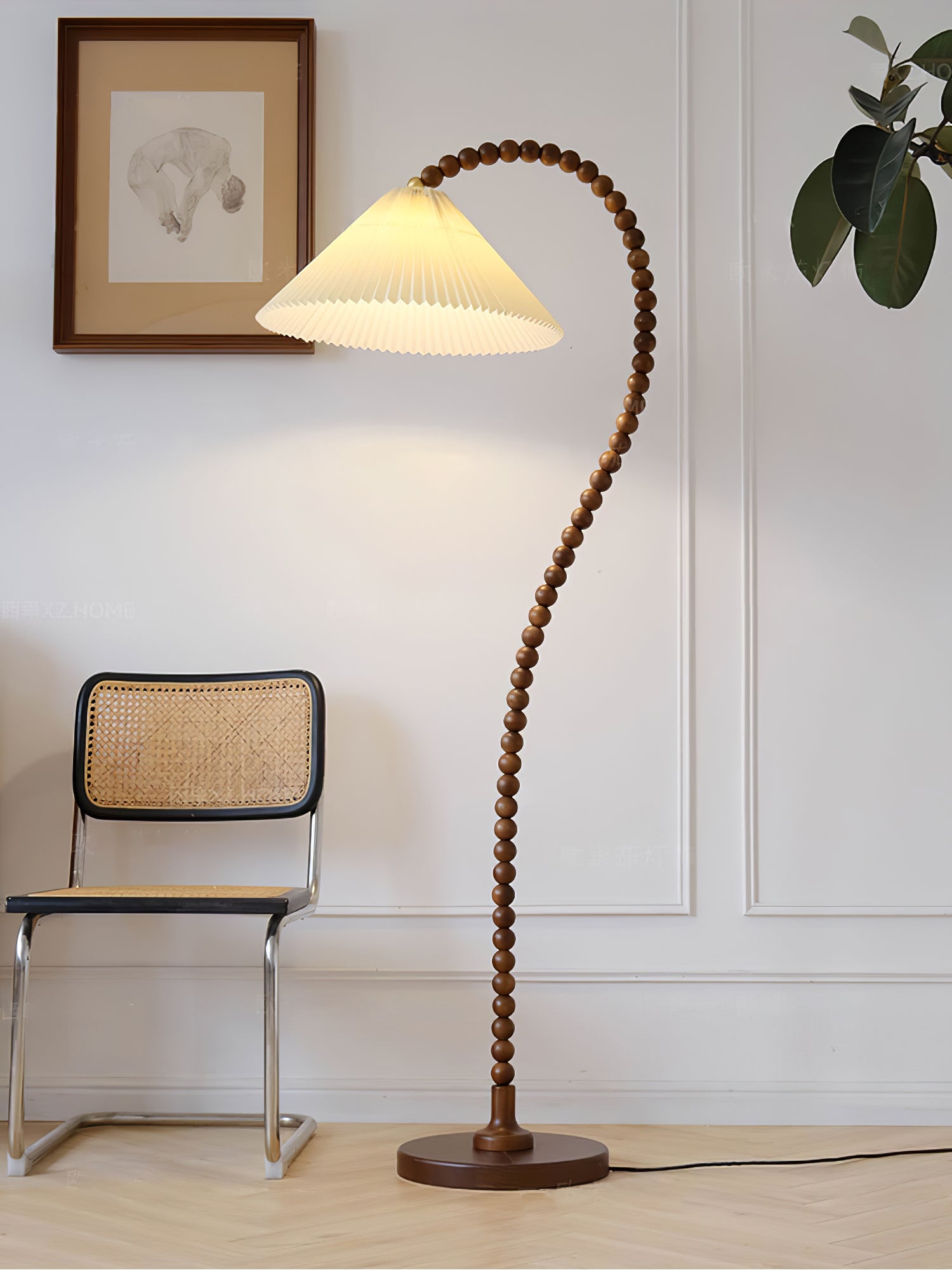 Wooden Bead Floor Lamp