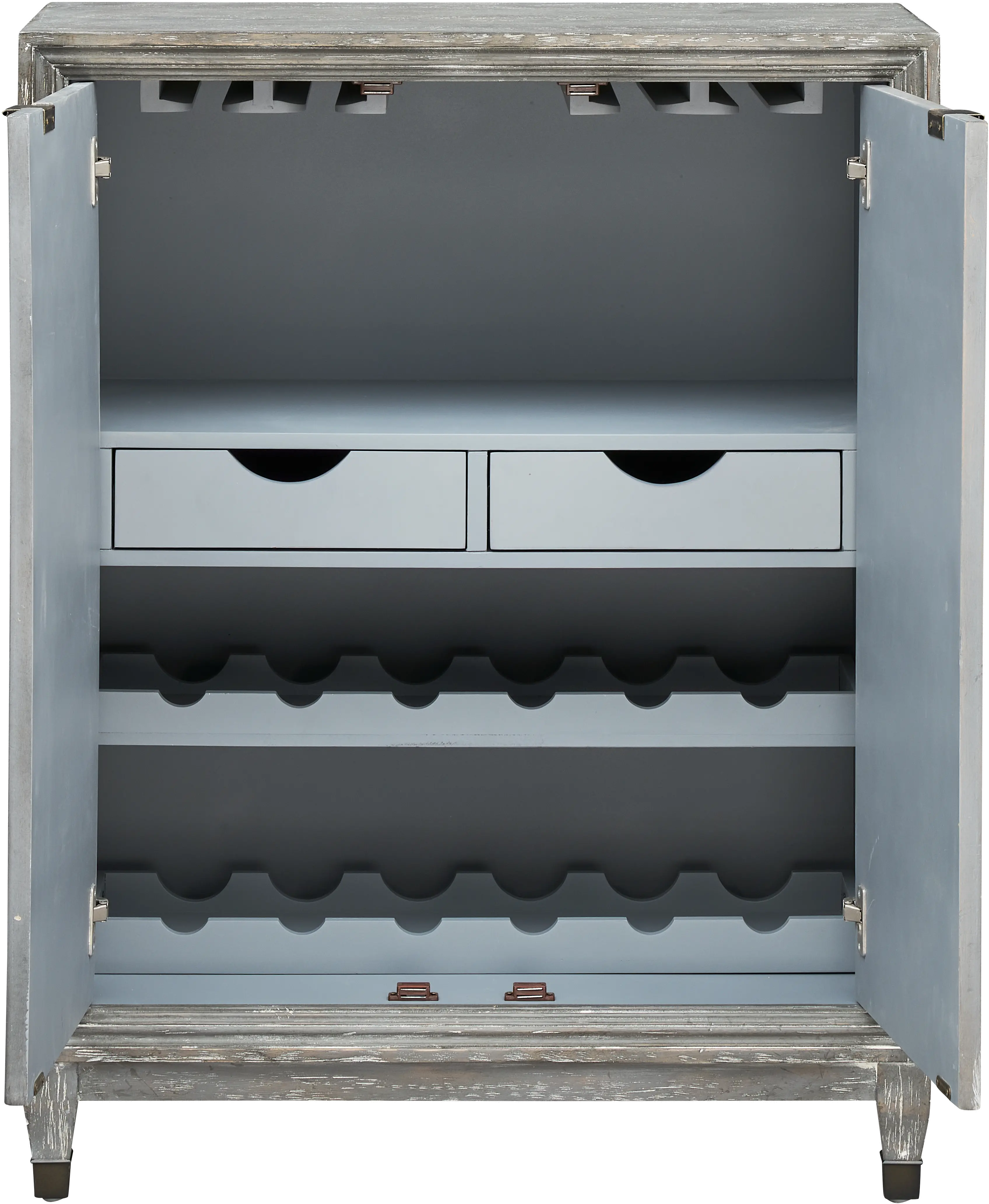 Distressed Gray Wine Cabinet