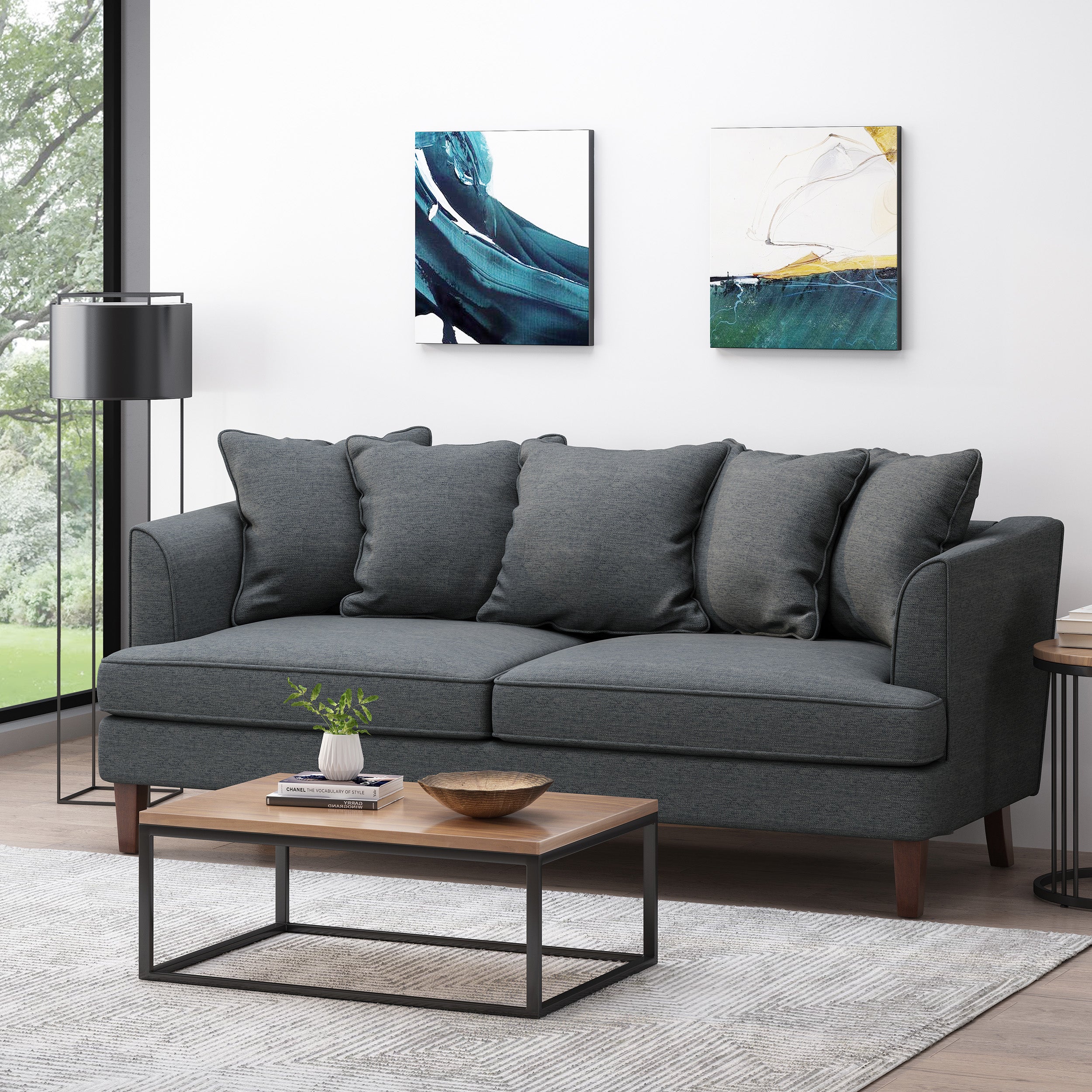 Lilburn Contemporary Pillow Back 3 Seater Sofa