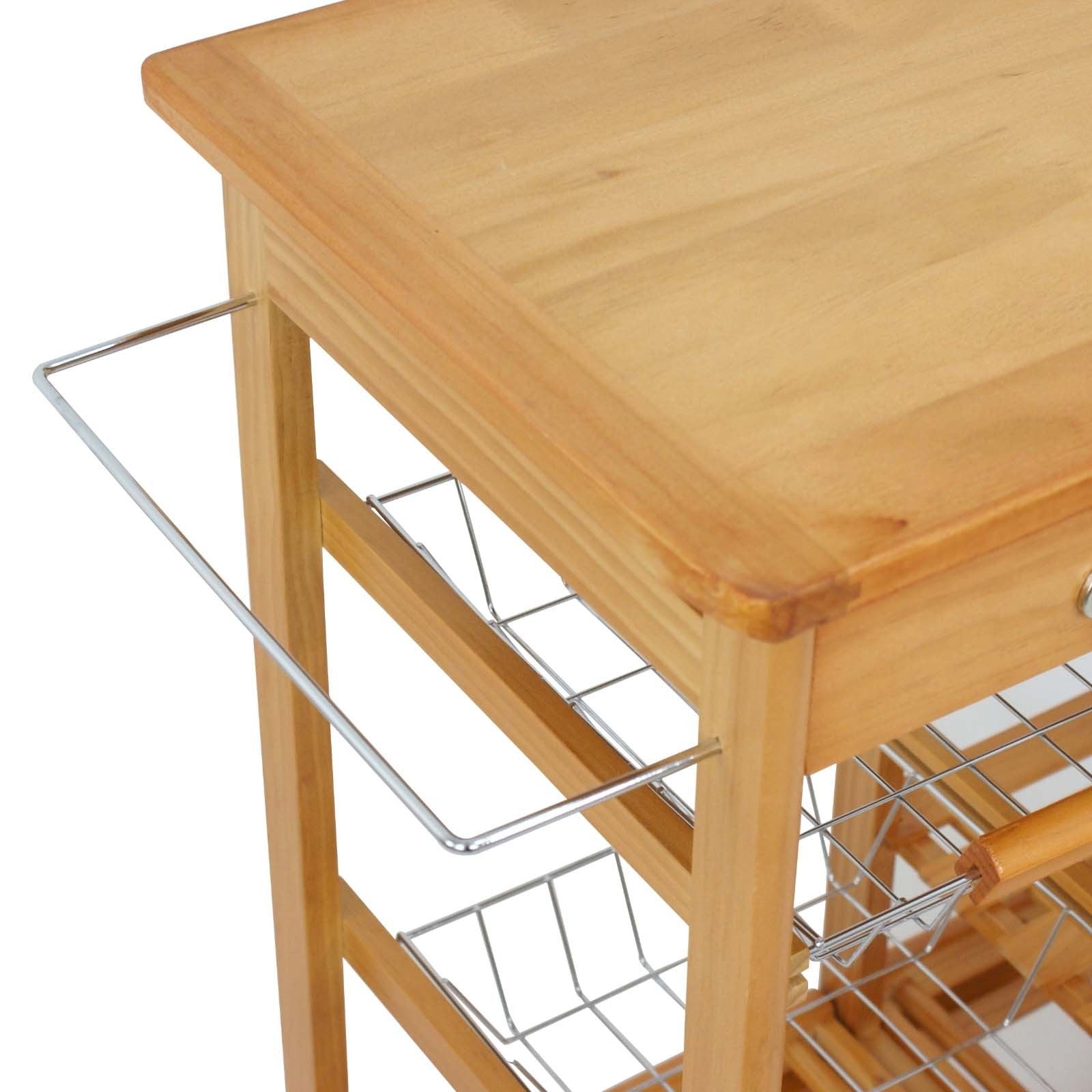 ZENSTYLE Rolling Wood Kitchen Cart Storage Trolley Cart Rack Countertop， Natural