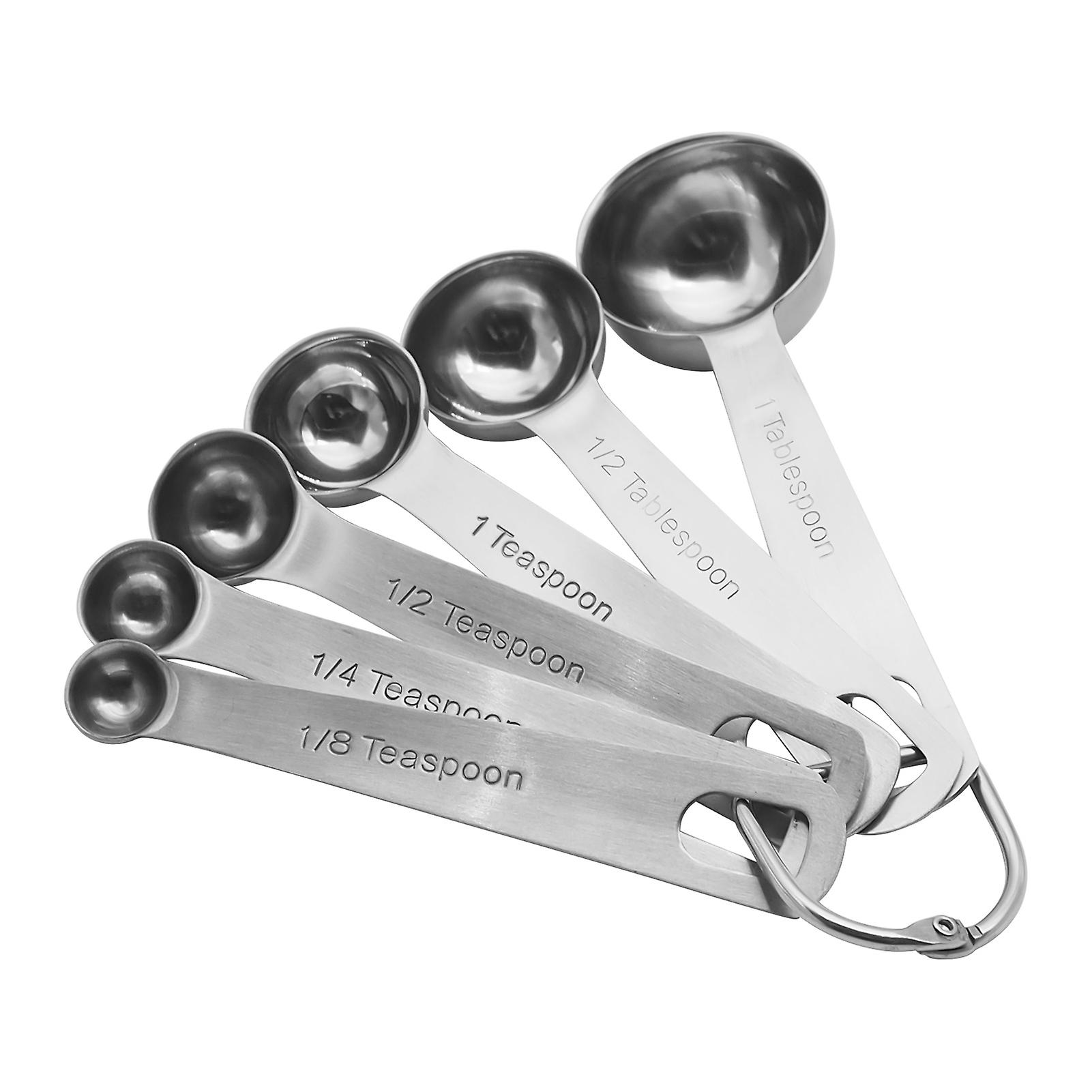 Silver Measuring Spoons Set 6 Pcs Stainless Steel Metal Measuring Spoons For Cooking Baking Teaspoon Tablespoon Set For Measuring Dry And Liquid Ingre