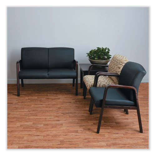 Alera Reception Lounge Series Wood Loveseat， 44.88w x 26.13d x 33h， Black/Mahogany (RL2219M)