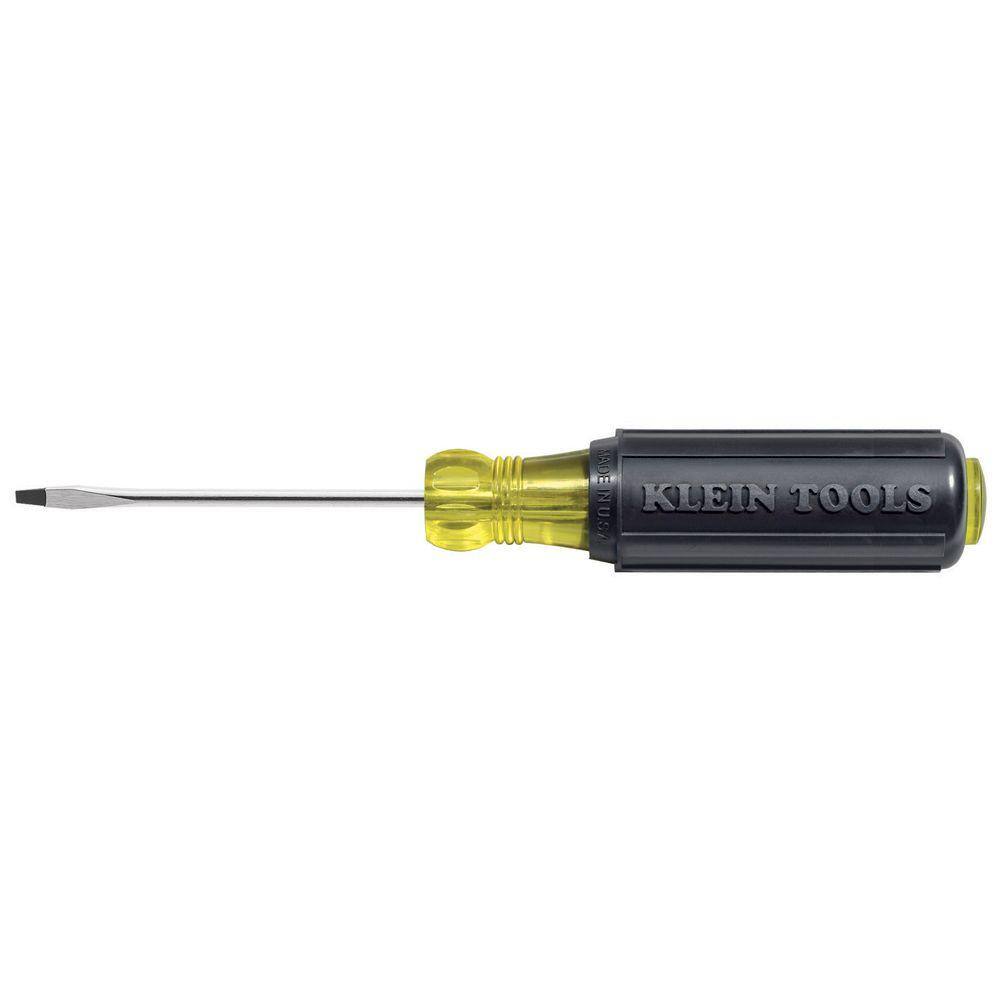 Klein Tools 116 in. Keystone-Tip Mini Flat Head Screwdriver with 2 in. Round Shank-Cushion Grip Handle 606-2