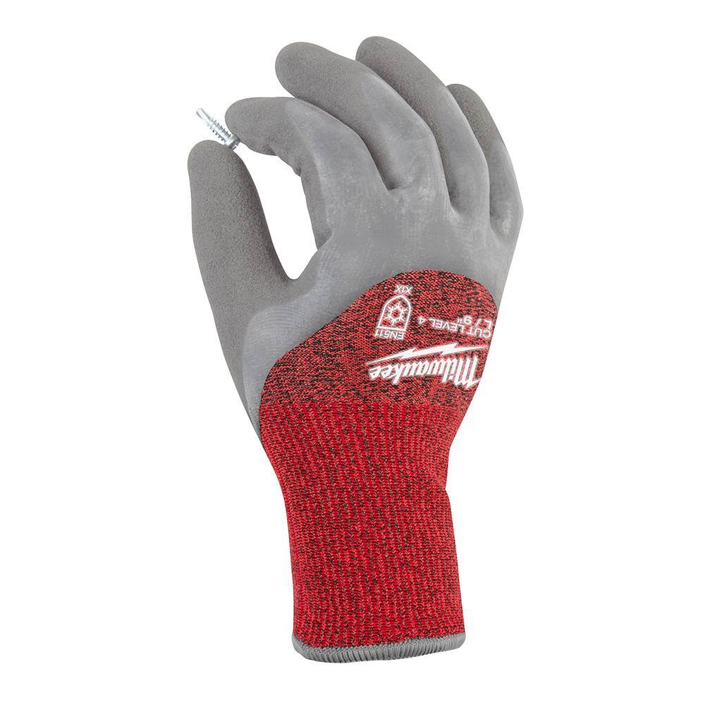 MW X-Large Gray Latex Level 4 Cut Resistant Insulated Winter Dipped Work Gloves 48-73-9943