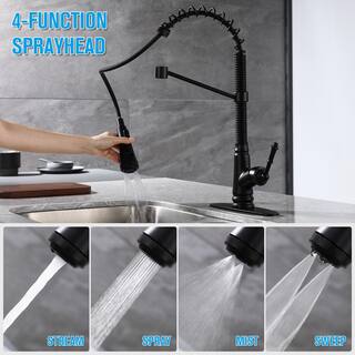 ELLOALLO Single-Handle Pull-Down Sprayer Kitchen Faucet with 4-Modes in Matte Black EKF-B-816