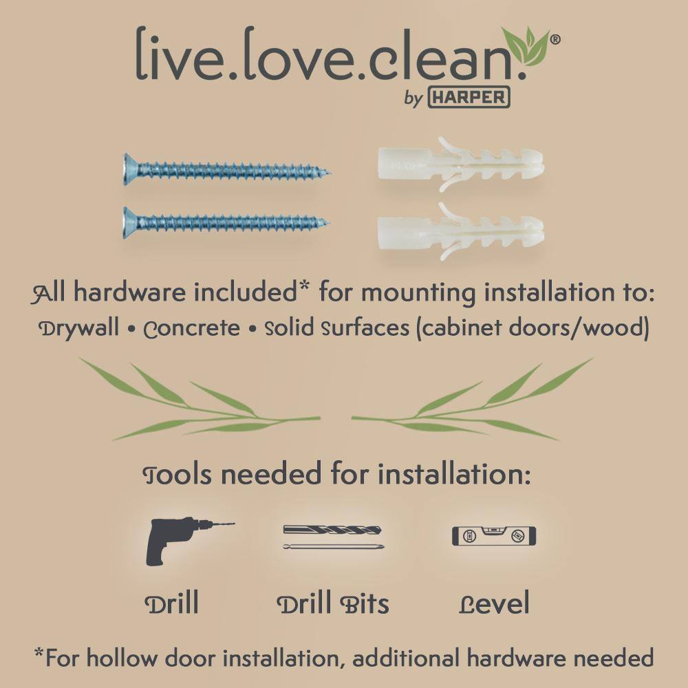 HARPER Live.Love.Clean. Bamboo 4-Hook Broom and Mop Holder 37501600