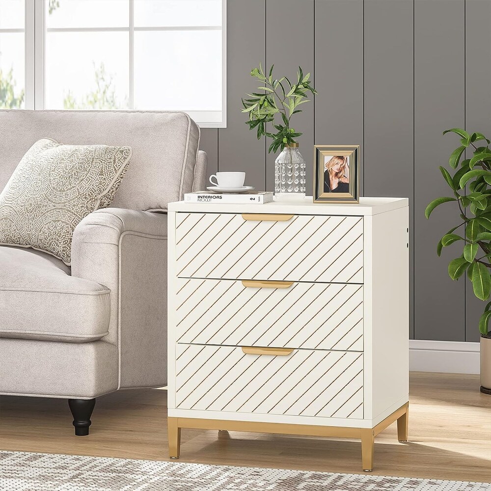 Night Stands for Bedrooms  Nightstands with 3 Drawers for Living Room