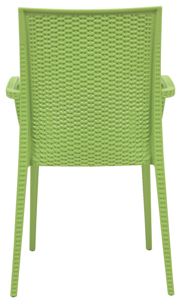 LeisureMod Weave Mace Indoor/Outdoor Chair  With Arms  Set of 4 Green   Contemporary   Outdoor Dining Chairs   by Uber Bazaar  Houzz