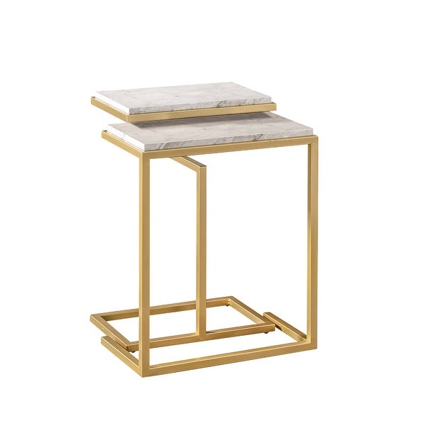 Furniture of America Quana Contemporary 16-inch Faux Marble Nesting Tables