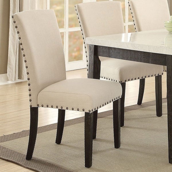 2PCS Nolan Side Chair (Set-2) in Linen and Salvage Dark Oak