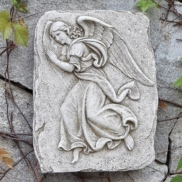 Gray Right Facing Angel Outdoor Garden Wall Plaque