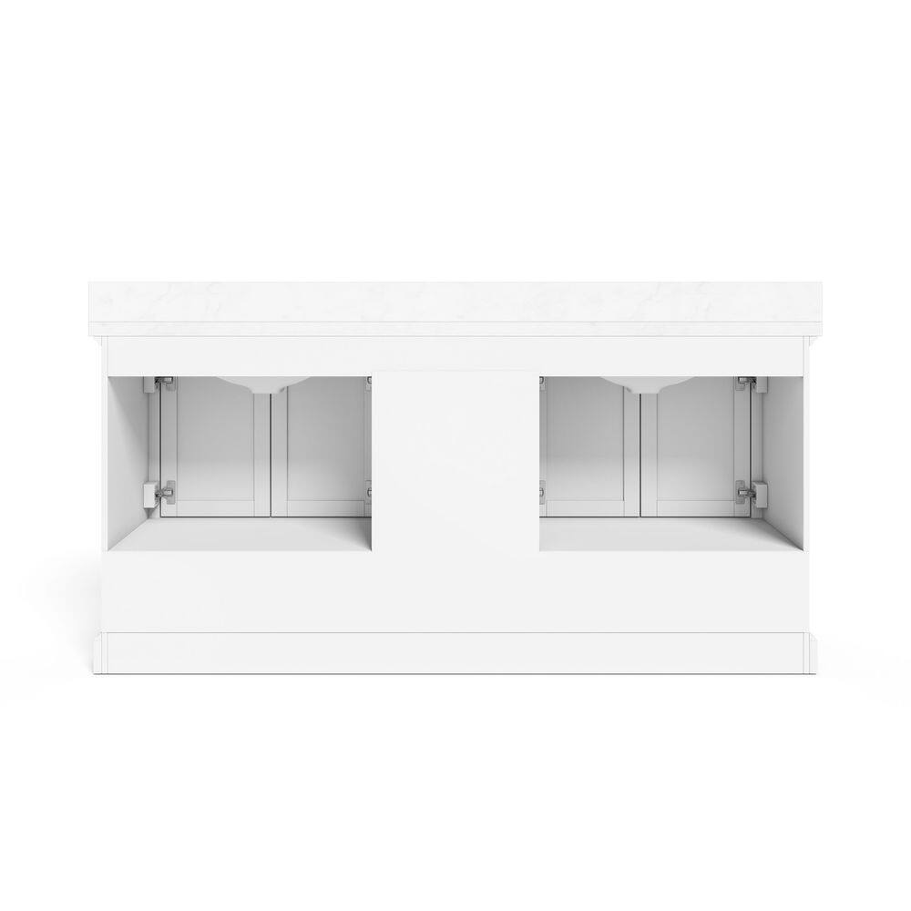 Home Decorators Collection Bluestern 72 in. W x 20 in. D x 34.5 in. H Bath Vanity in White with Lightly Veined Engineered Stone Top HDTD72VW