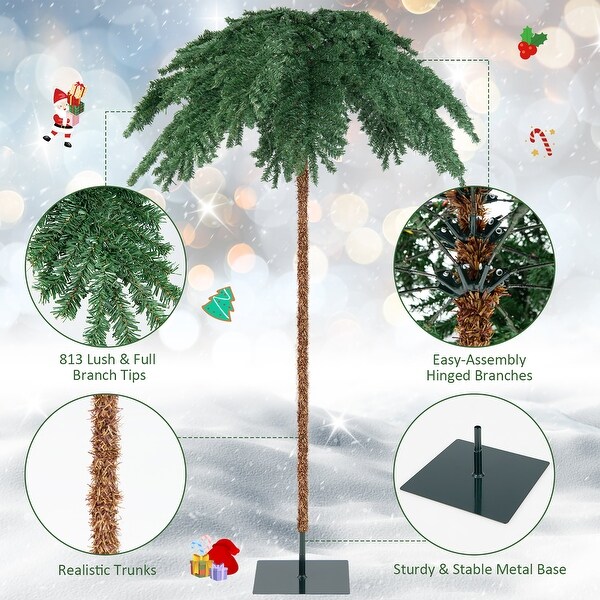 Costway 6 FT PreLit Artificial Christmas Tropical Palm Tree w/ 813