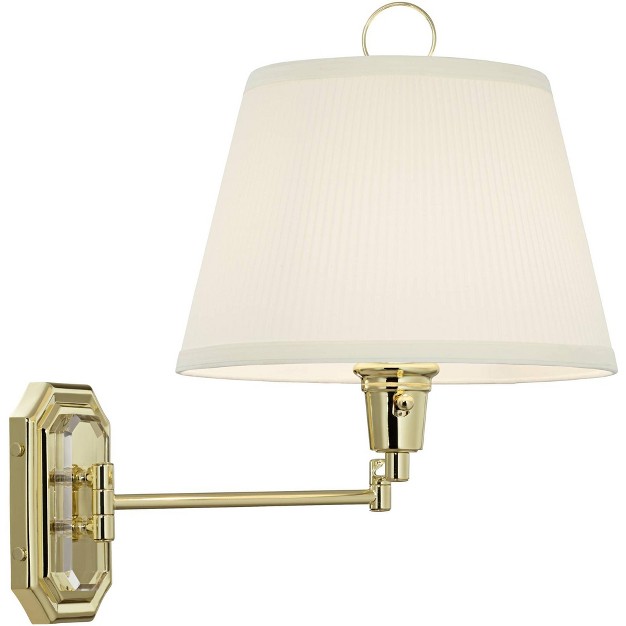 Light Fixture Swing Arm Ivory Pleated Shade For Bedroom Reading Living Room