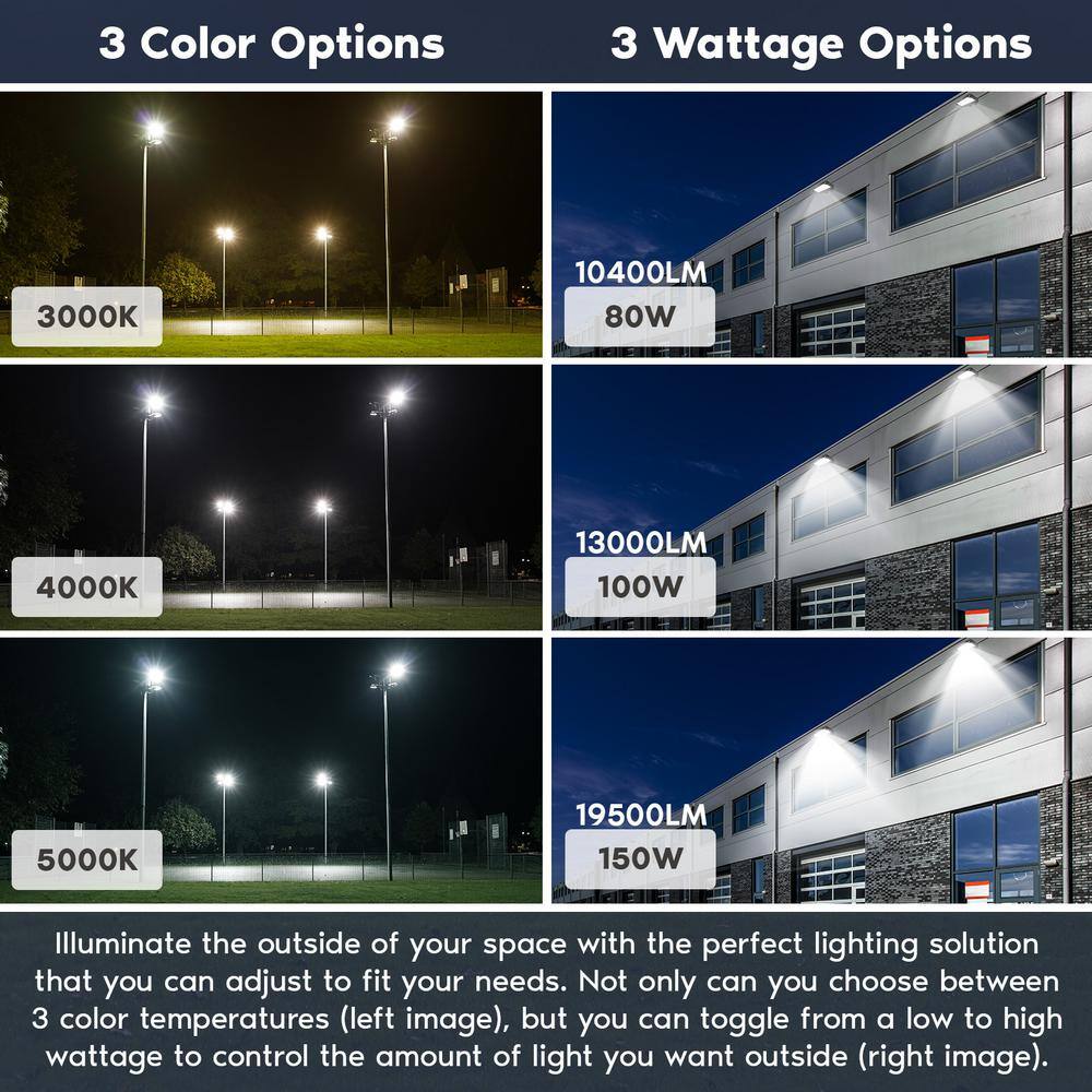 LUXRITE 80100150-Watt Equivalent Up to 19500LM Integrated LED Bronze Dusk to Dawn Light with Photocell 3CCT 3000K-5000K IP65 LR40355-1PK