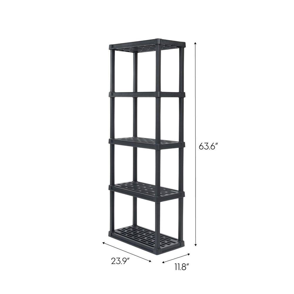 IRIS Plastic Rack Shelf with 5-Medium Shelves Black 510005