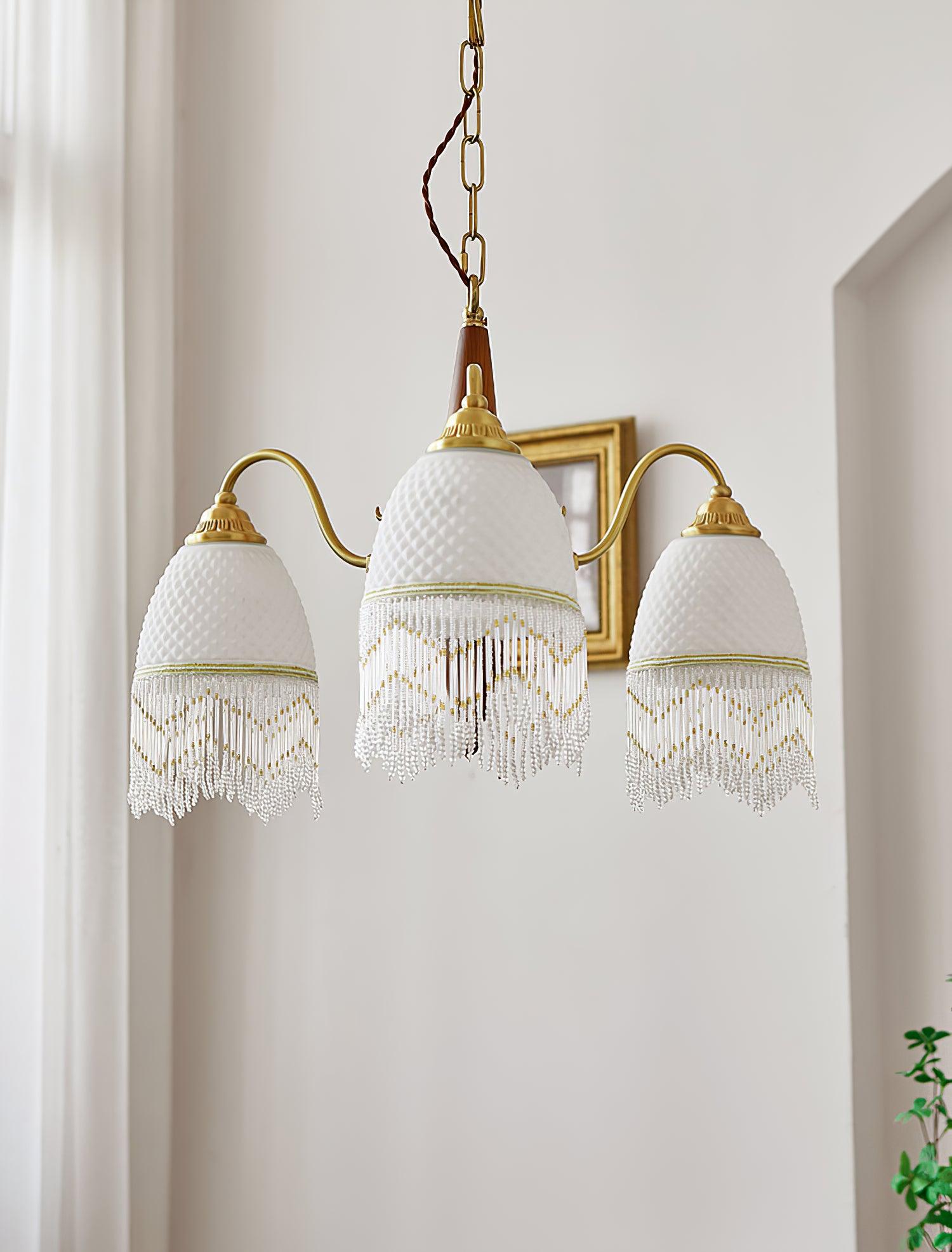 Mesh Tassel Glass Chandelier