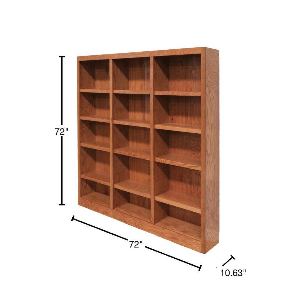 Concepts In Wood 72 in. Dry Oak Wood 15-shelf Standard Bookcase with Adjustable Shelves MI7272-D