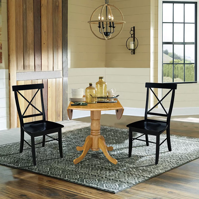 International Concepts Dual Drop Leaf Dining Table and Dining Chair 3-piece Set