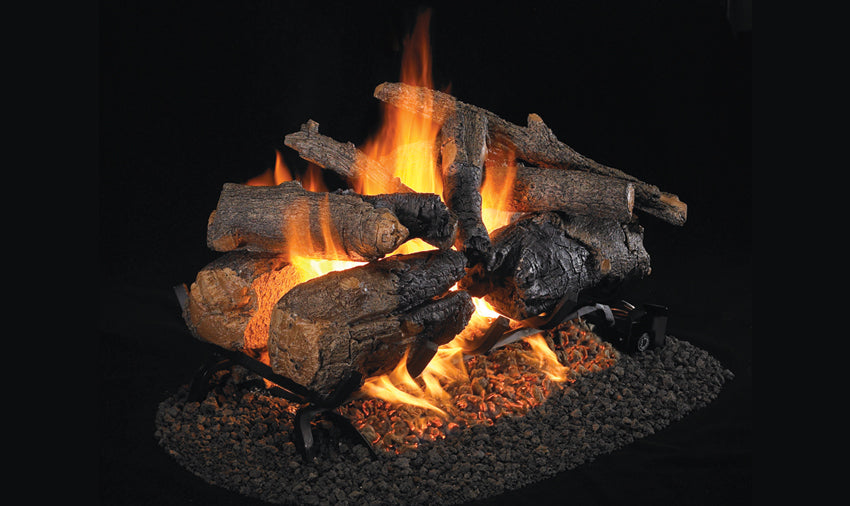 Real Fyre See-Thru Charred Rugges Split Oak 18- 30 Gas Log/Burner Kit