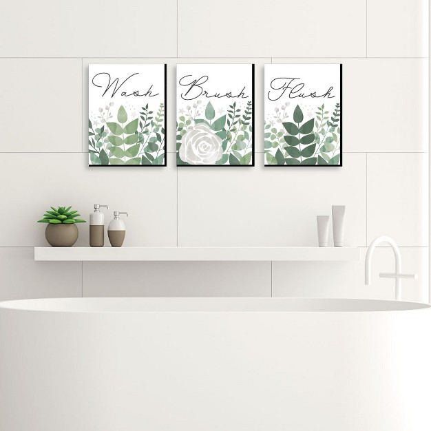 Big Dot Of Happiness Boho Botanical Greenery Kids Bathroom Rules Wall Art 7 5 X 10 Inches Set Of 3 Signs Wash Brush Flush