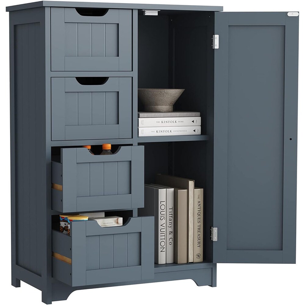 Wooden Floor Cabinet  Freestanding Storage Cabinet Grey