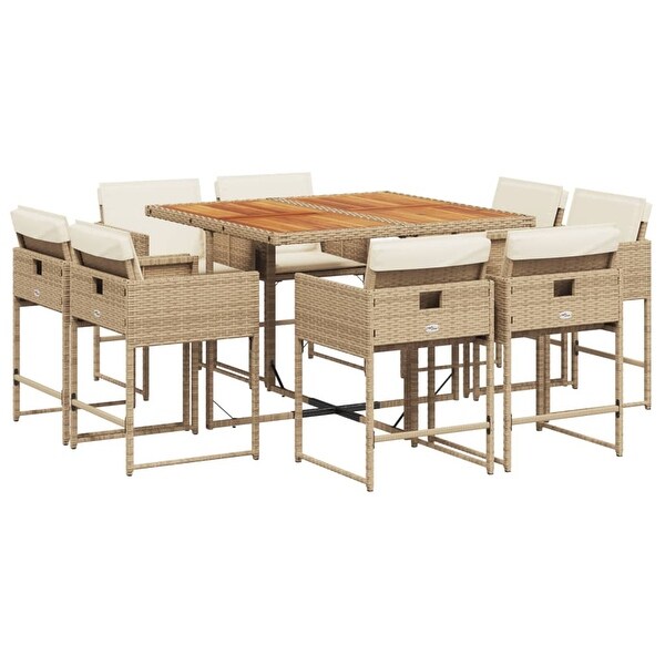 vidaX Patio Dining Set with Cushions Poly Rattan