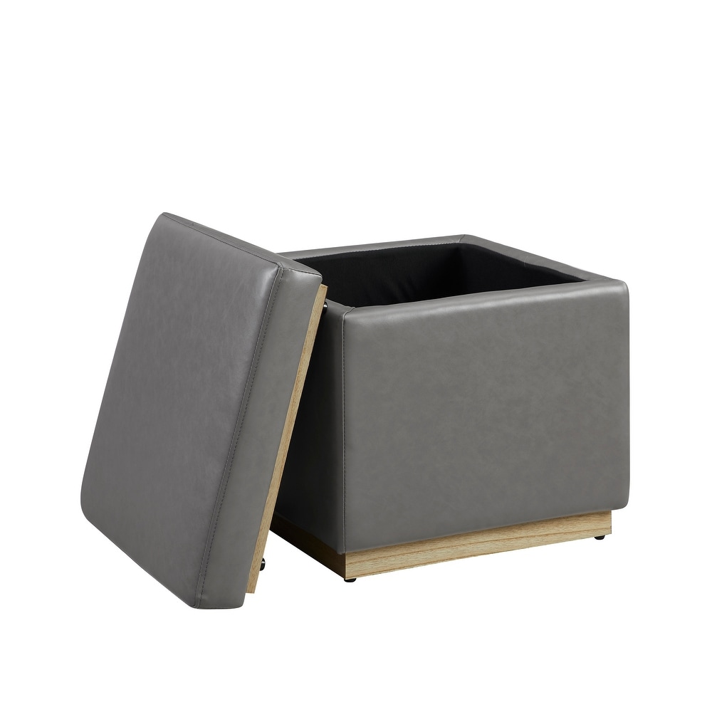 Rue Faux Leather Square Storage Ottoman