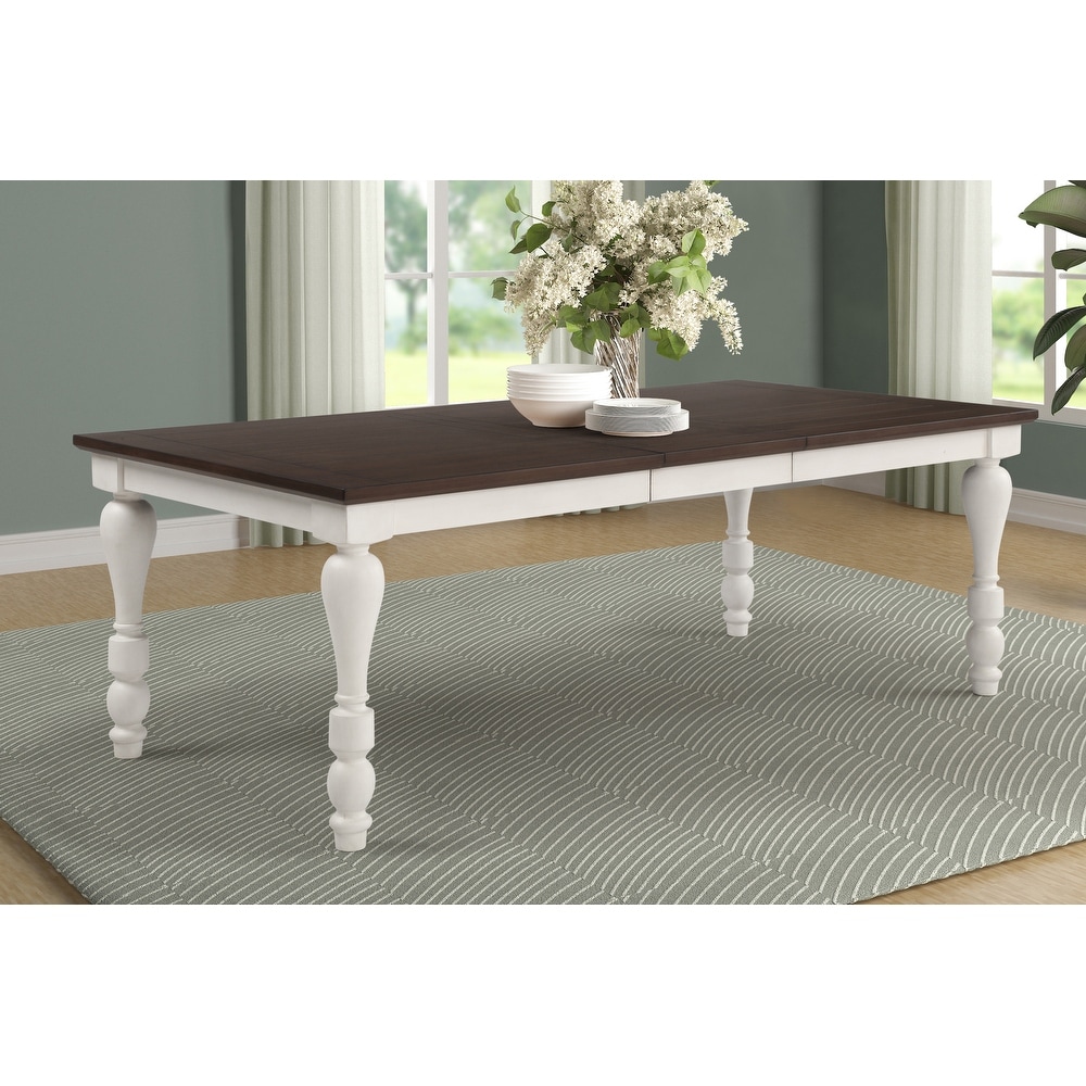 Bridgeview Dark Cocoa and White Dining Table with Leaf Extension