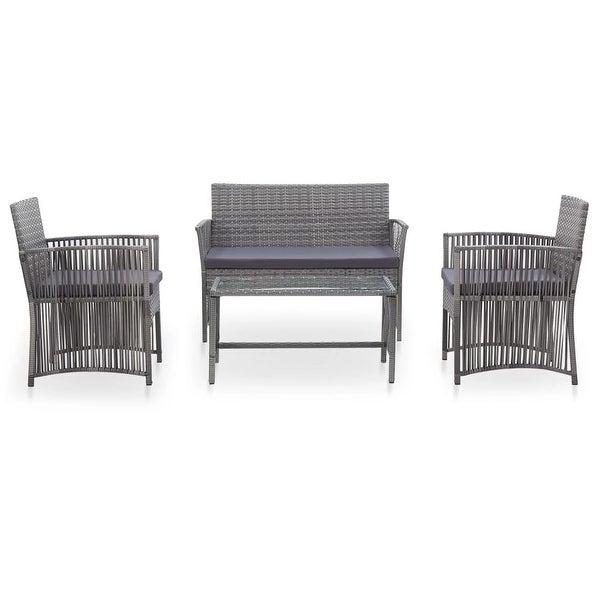 4 Piece Garden Lounge Set with Cushion Poly Rattan Anthracite - Overstock - 35107494