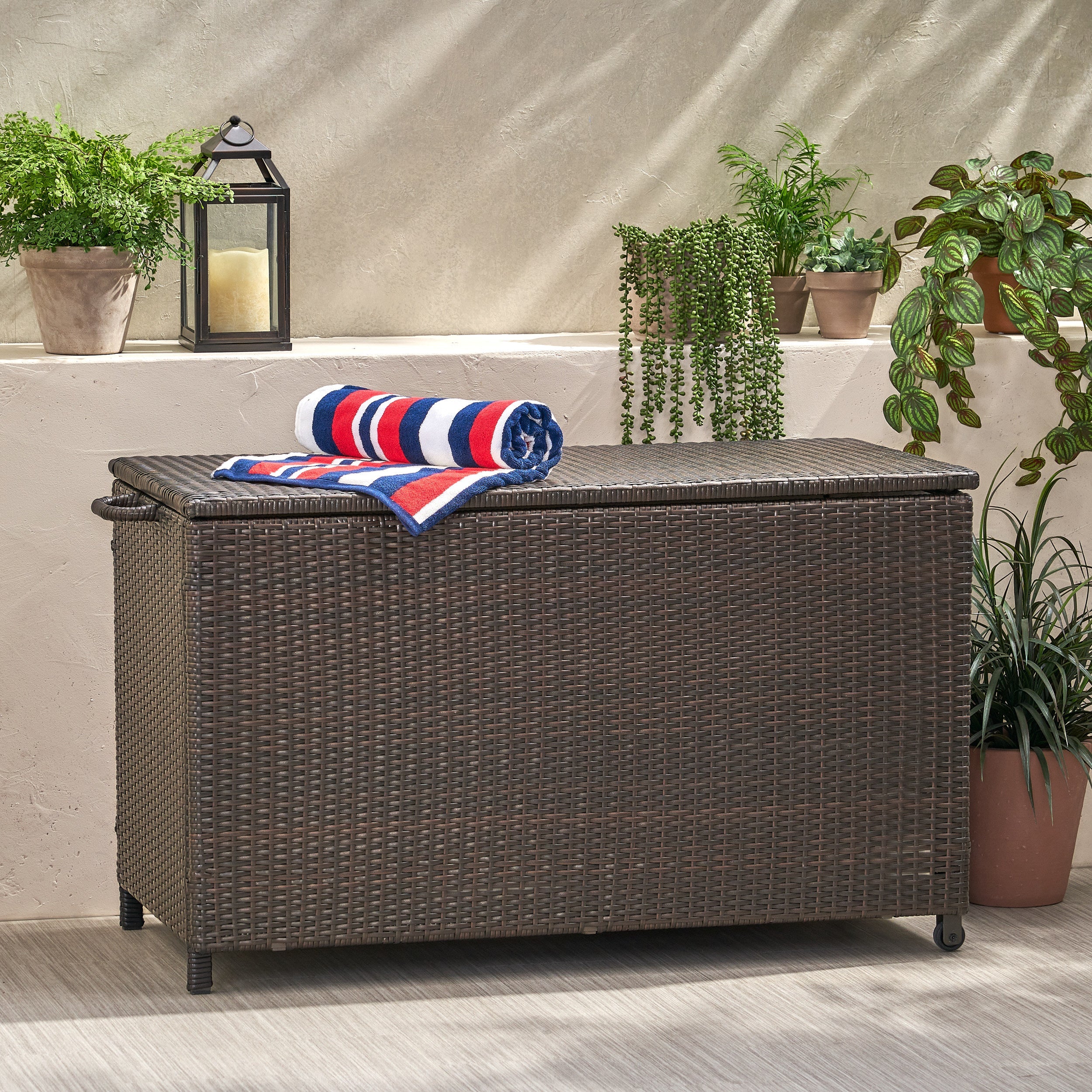 Swisher Outdoor Brown Wicker Deck Box