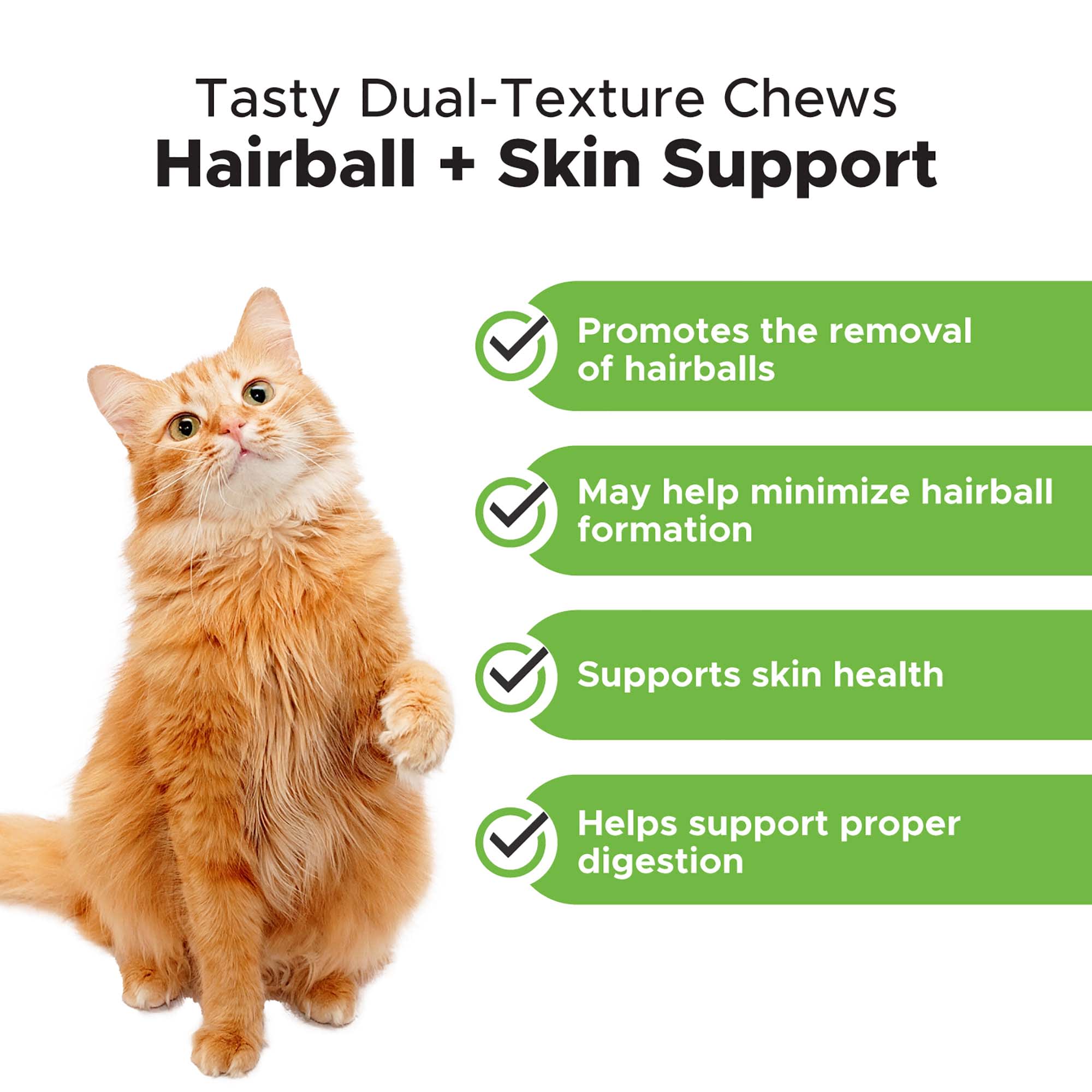 Pet Honesty Hairball Support Dual Texture Cat Chews， 3.7 oz.