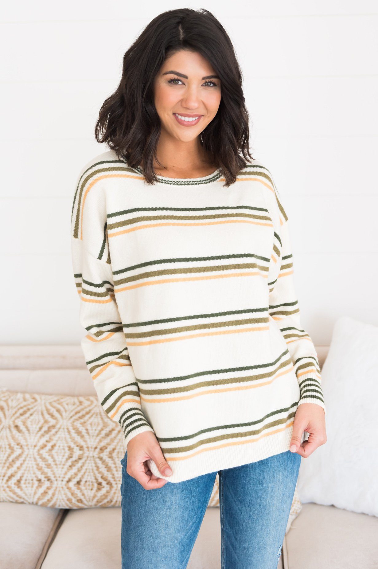 Soft Stripes Modest Sweater