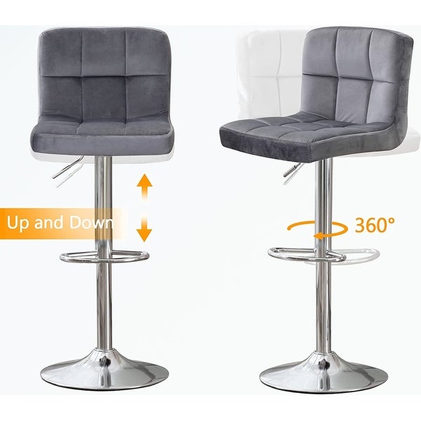 Swivel Velvet Bar Stools with Back，Height Adjustable