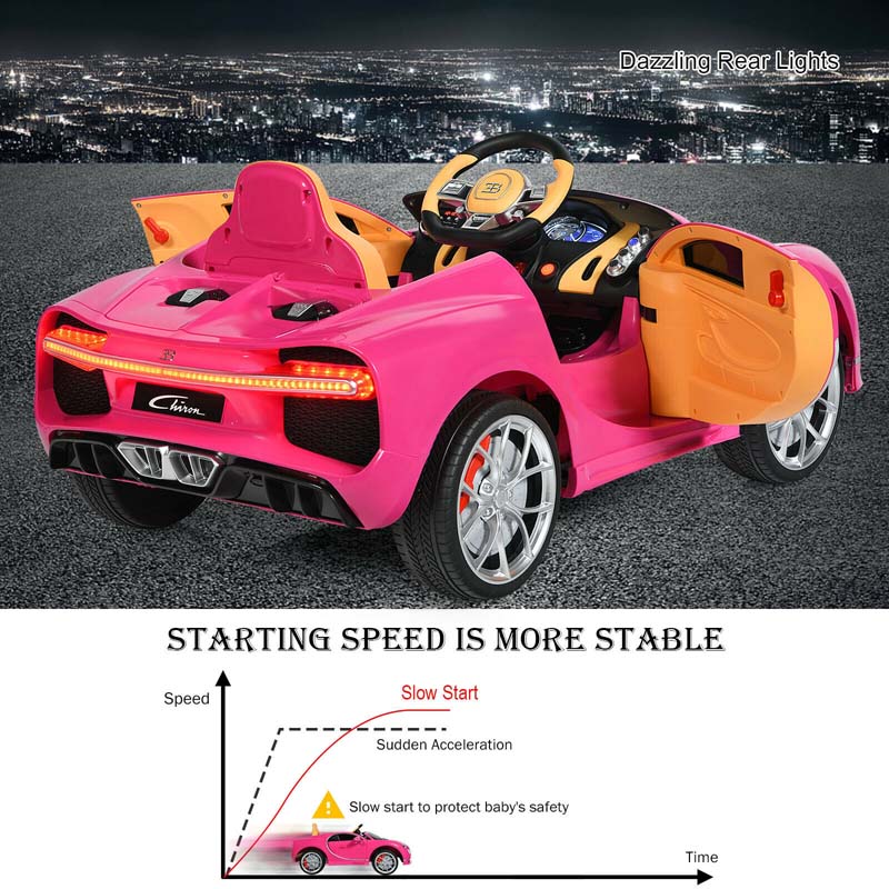 12V Licensed Bugatti Chiron Kids Ride on Car Battery Powered Electric Vehicle with 2.4G Remote Control