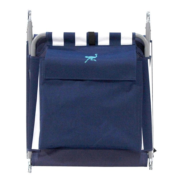 X 22 quot Backpack Chaise Lounge Portable Reclining Lounger Outdoor Patio Beach Lawn Camping Chair With Large Storage Bag Navy Blue Stripe