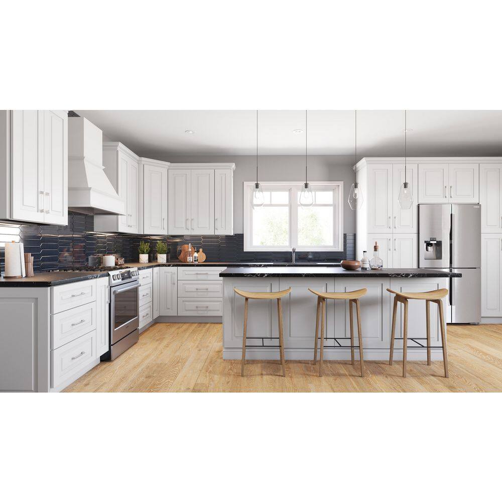 Home Decorators Collection Shaker . 63 in. W x 23.88 in. D x 34.5 in. H in White Kitchen Cabinet End Panel MBEP-GPW