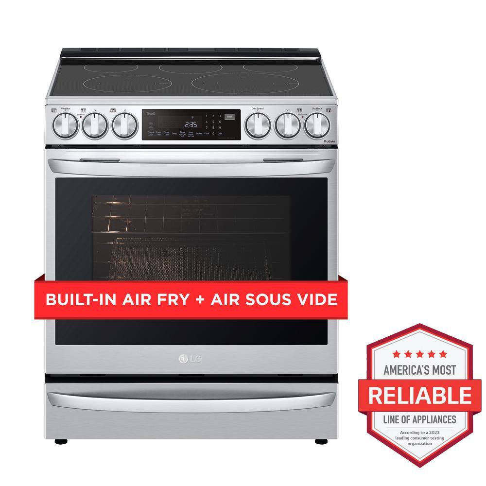 LG 6.3 cu. ft. Smart Slide-In Electric Range with ProBake Convection  Air Sous Vide in PrintProof Stainless Steel LSEL6337F