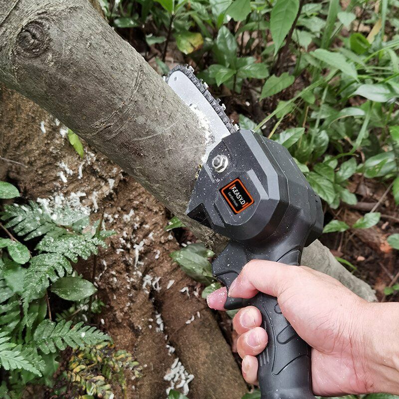 4-Inch Rechargeable Cordless Chain Saws，Portable 24V Electric Pruning Shears Chainsaw for Courtyard Tree Branch Wood Cutting