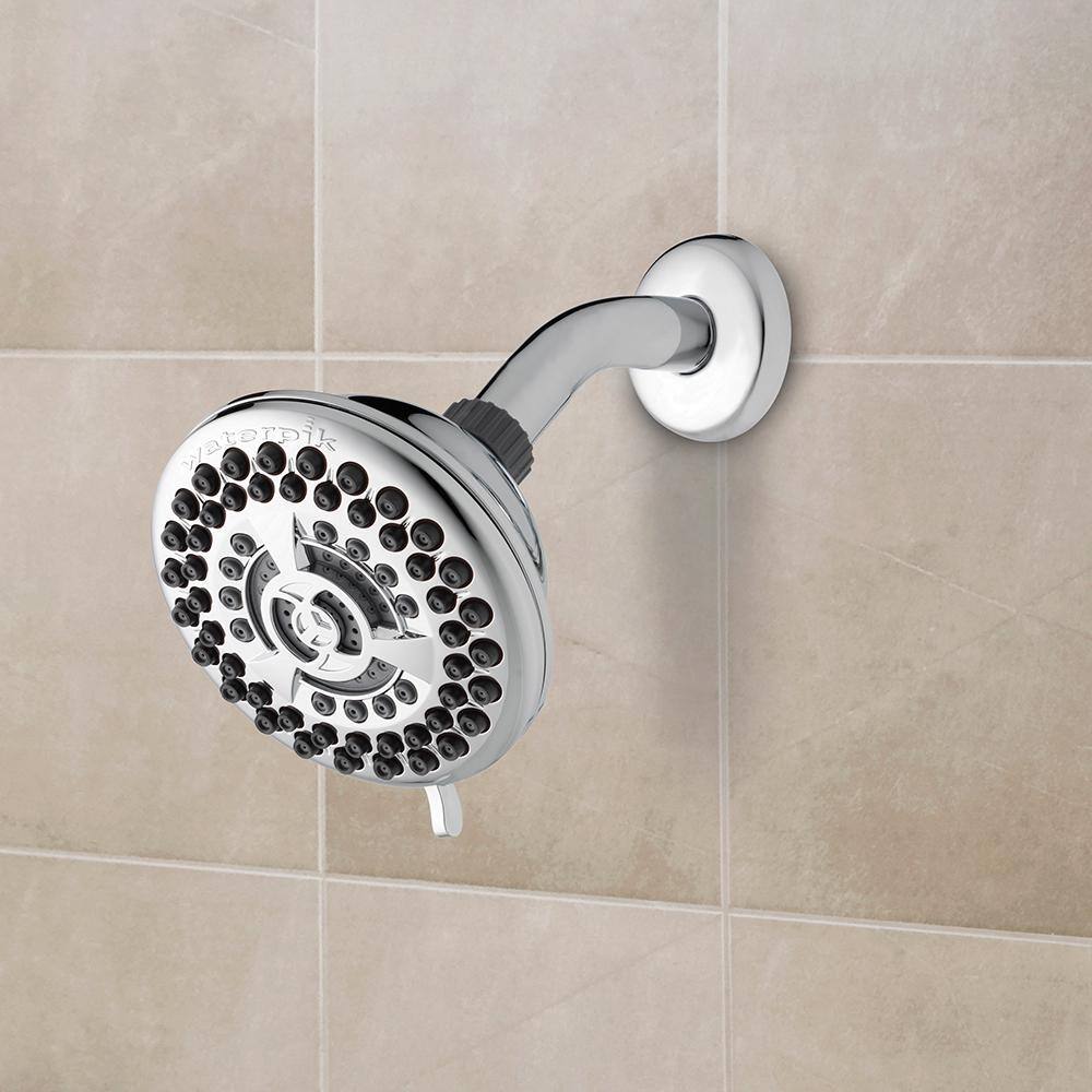 Waterpik 9-Spray 4.5 in. Single Wall Mount 1.8 GPM Fixed Shower Head in Chrome YAT-933E