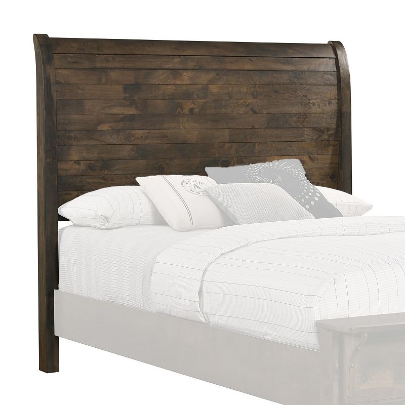 Queen Size Wooden Sleigh Headboard with Paneled Details， Brown