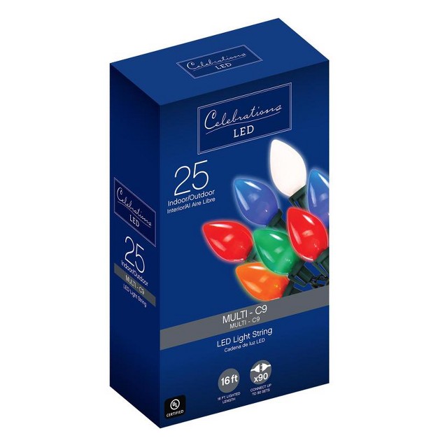 Celebrations Led C9 Multicolored 25 Ct String Christmas Lights 16 Ft