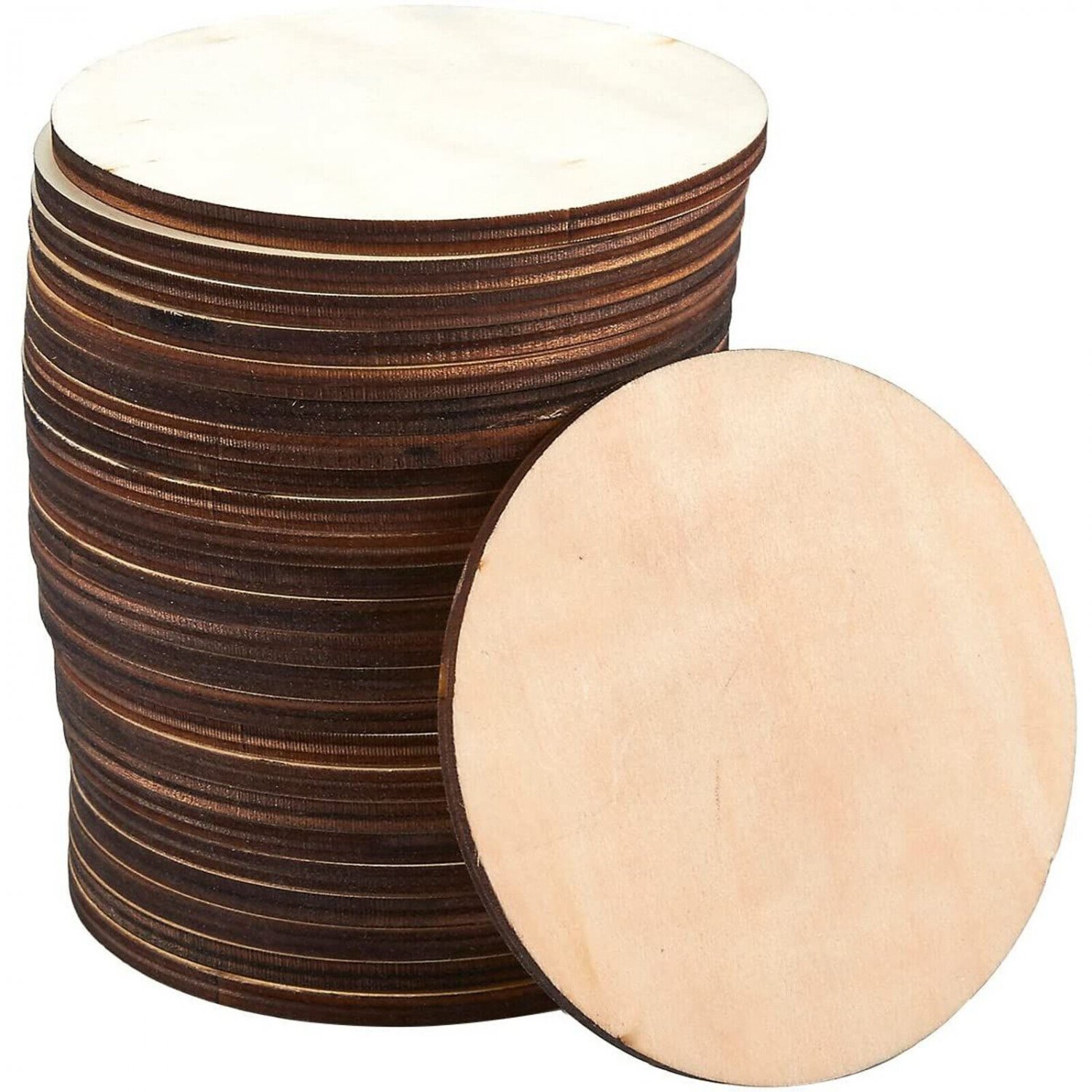 24 Round Wooden Drink Coasters， Circle Cup Coasters for Home Kitchen， 3.875 Dia