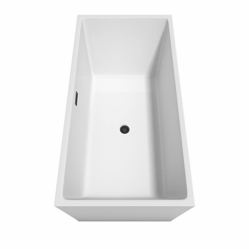 Wyndham Collection Sara 67 in. Acrylic Flatbottom Bathtub in White with Matte Black Trim WCBTK151467MBTRIM