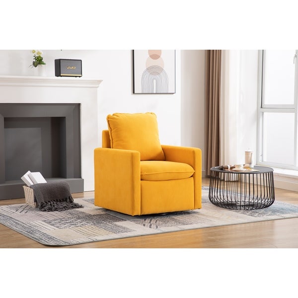 Swivel Round Accent Chair Lounge Sofa for Livingroom， Musterd yellow